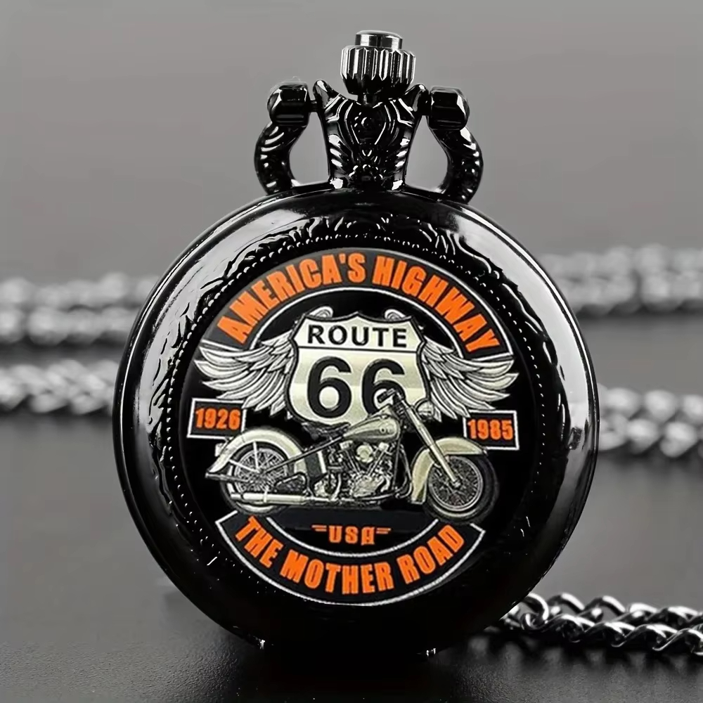 Vintage Collectible Glass - Orologio da tasca retrò nero Route