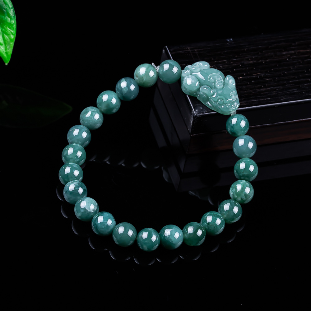Vintage Collector - Bracciale Pixiu in Giada Birmana Naturale,