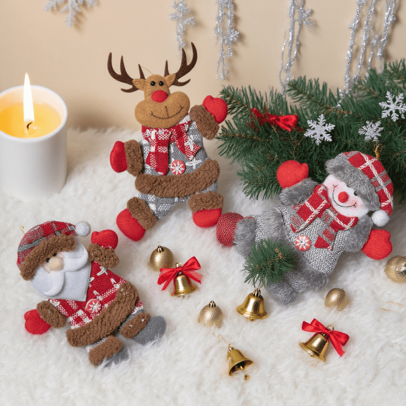 Vintage Collectible Santa - Set di 3 ornamenti pendenti a