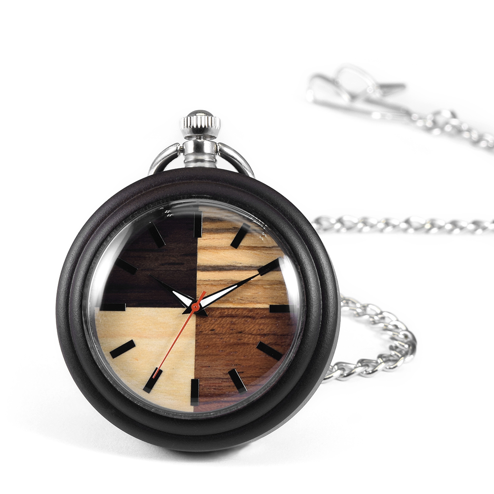 Vintage Collectible Glass - Orologio da Tasca Vintage in Legno