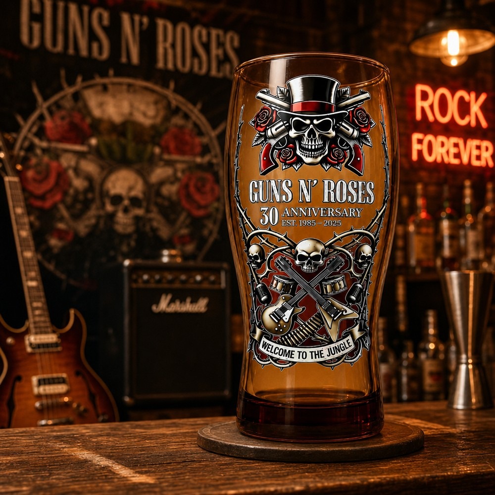Vintage Collectible Glass - Boccale da Birra Commemorativo Guns N'