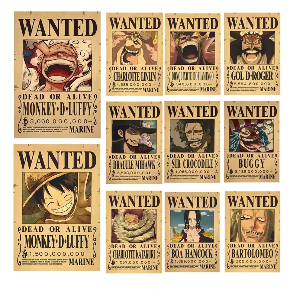 Vintage Collectible Cards - Poster Anime One Piece con Borse
