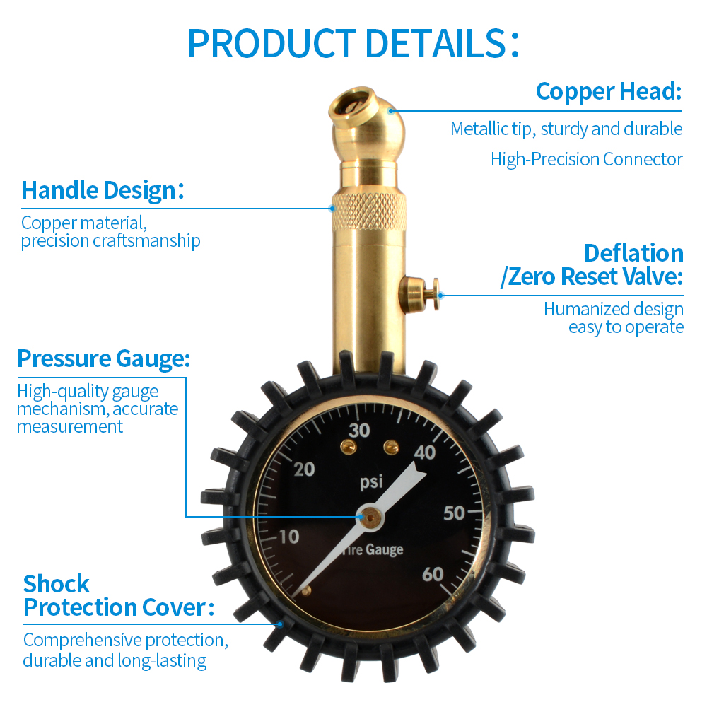 Manometro per Pneumatici 0-60P - Analog Meter Gauge recensione e prezzo