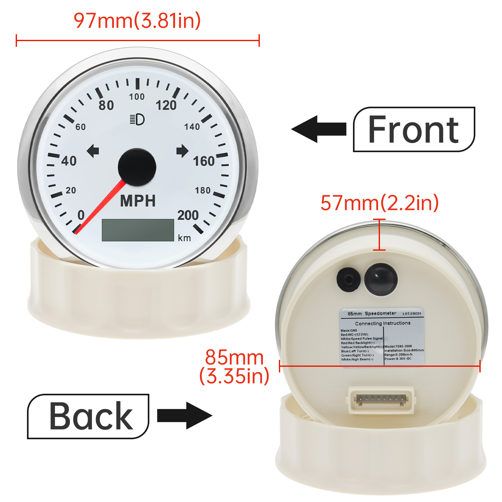 125 200 MPH KMH 85mm Tachimetr - Analog Meter Gauge recensione e prezzo